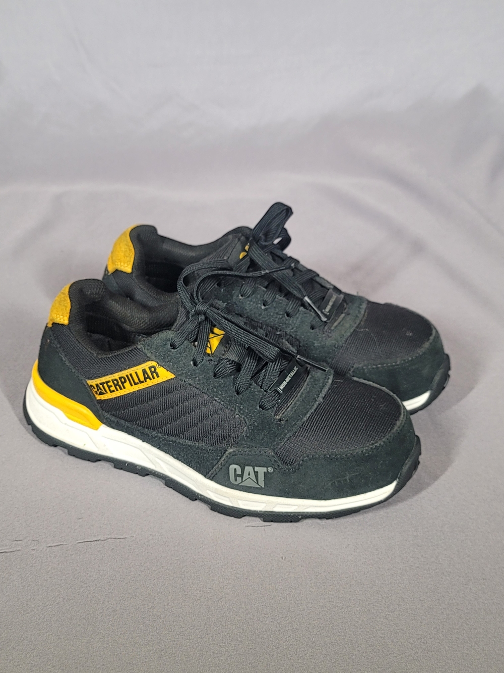 Caterpillar CAT Composite Toe Work Sneakers Black Yellow Women's US 5.5 Wide